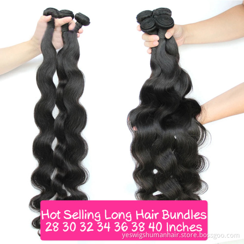 Cheap Body Wave Long 28 30 38 40 Inch 100% Human Hair Weave Bundles Raw Brazilian Virgin Cuticle Aligned Human Hair Extensions